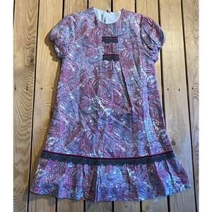 Miranda Girls Floral Spanish Dress Size 10 Purple Short Sleeve